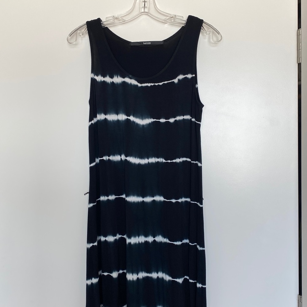 Kensie navy black and white tie dye maxi dress Small